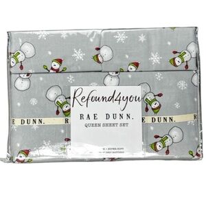 Rae Dunn - ‘Snowman’ Queen Sheet Set. NWT. Firm!